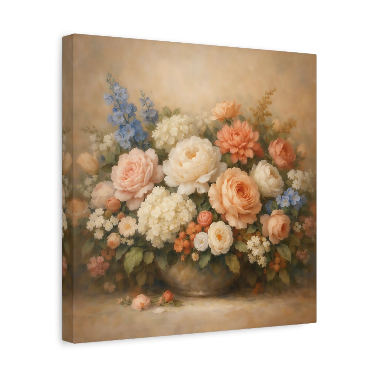 Side Mockup 7. Floral Floral Arrangement Pastel Floral shown as stretched canvas wall art