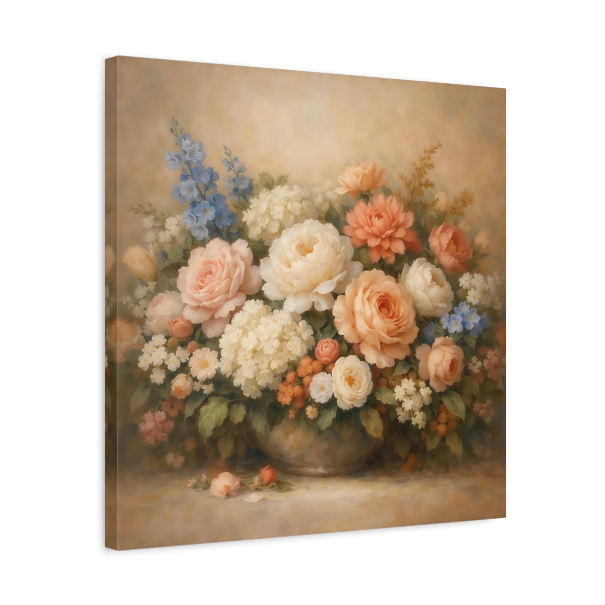 Side Mockup 5. Floral Floral Arrangement Pastel Floral shown as stretched canvas wall art