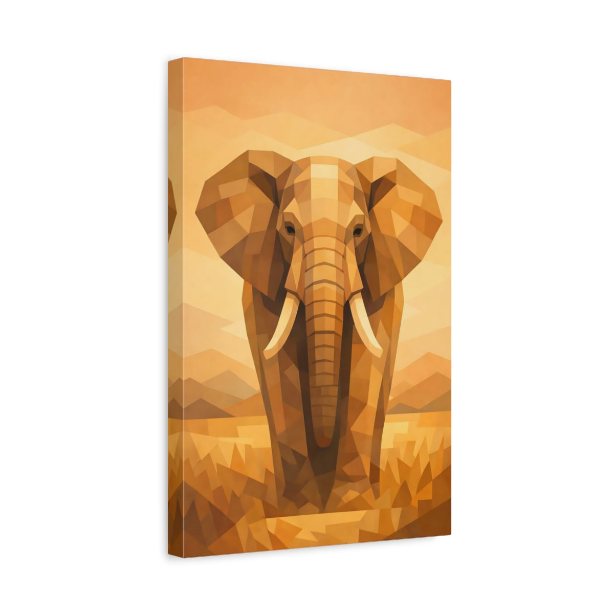 Animals Elephant Orange Brown - Canvas Wall Art Print
