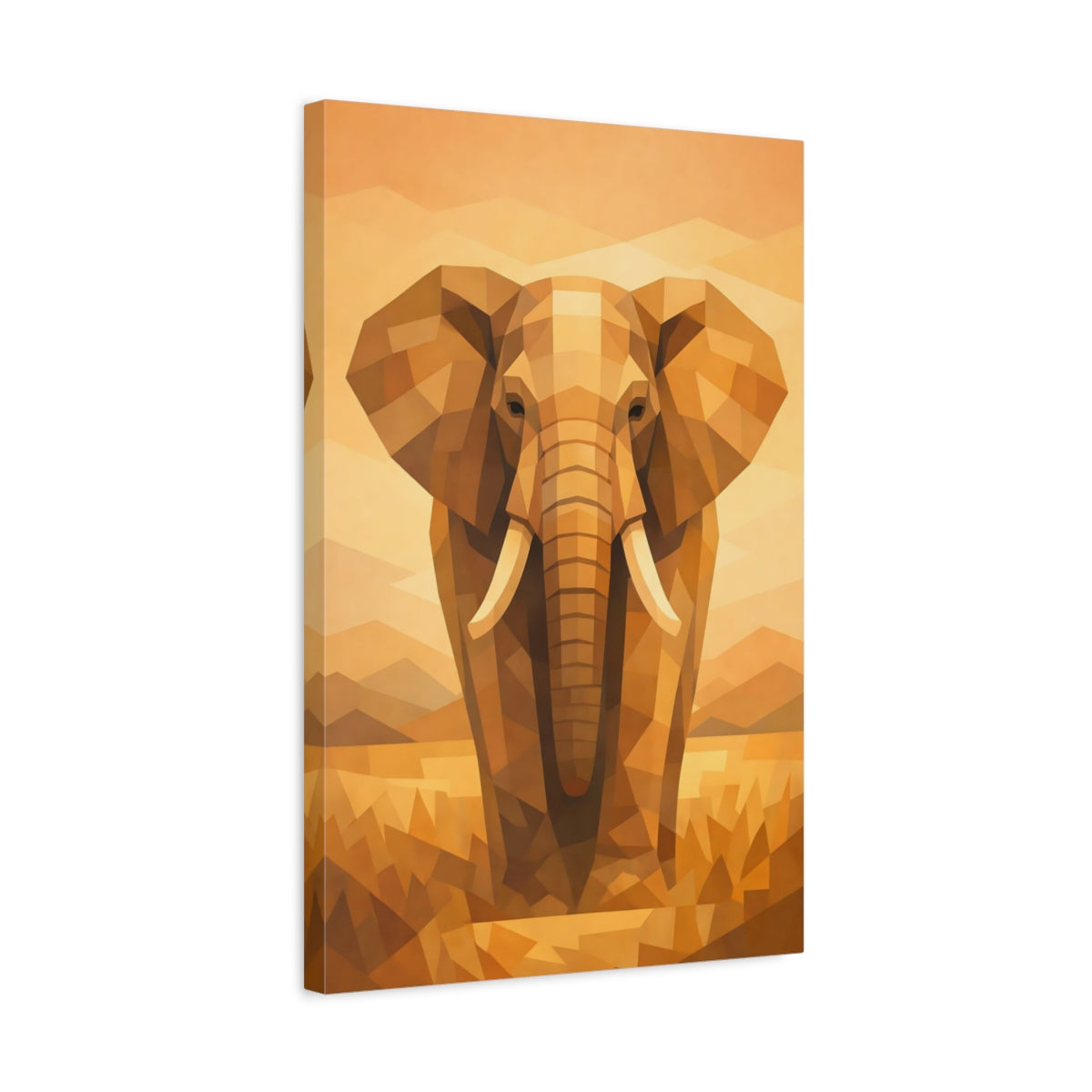 Animals Elephant Orange Brown - Canvas Wall Art Print