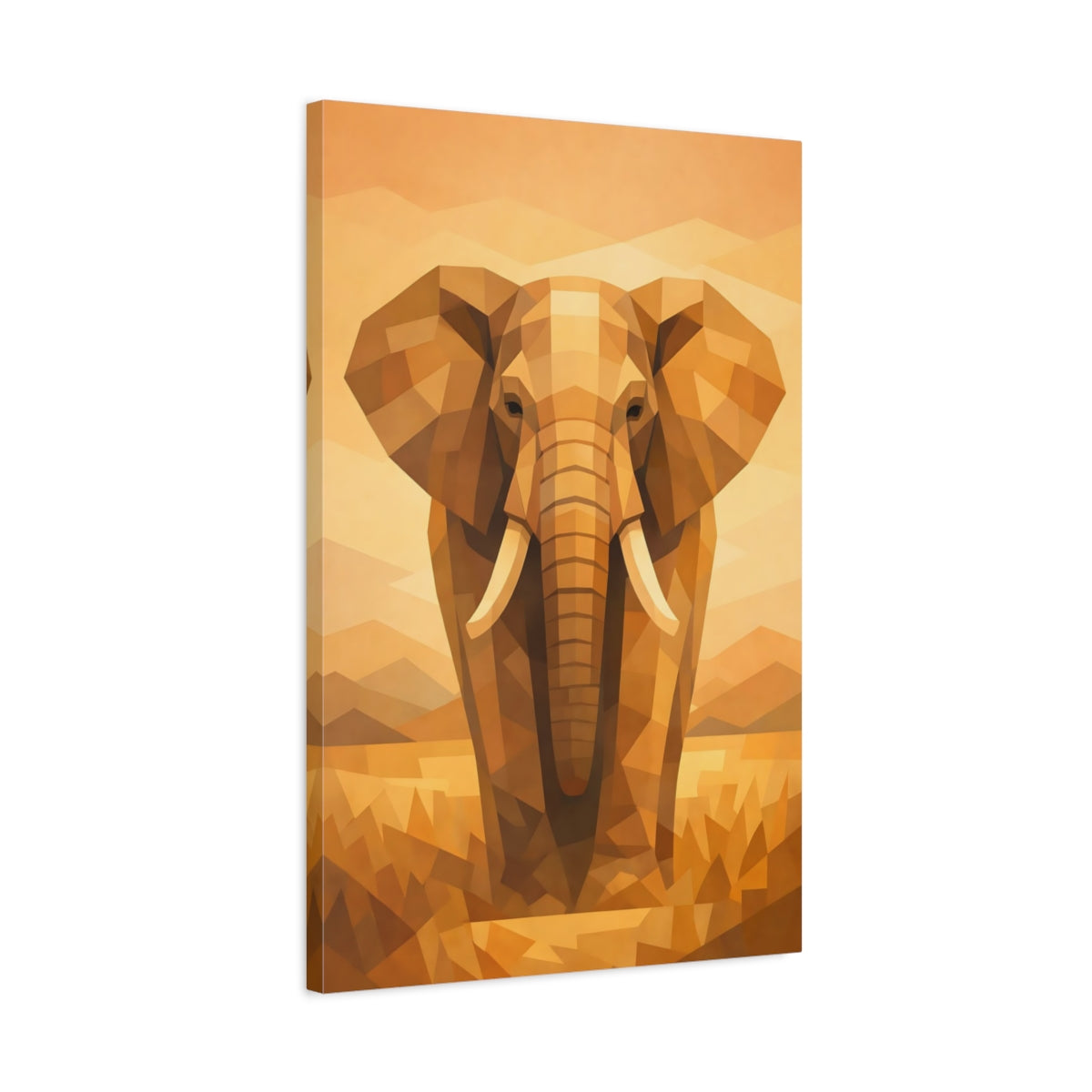 Animals Elephant Orange Brown - Canvas Wall Art Print