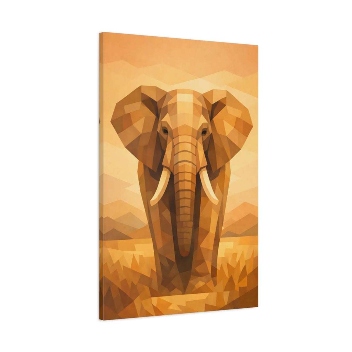 Animals Elephant Orange Brown - Canvas Wall Art Print