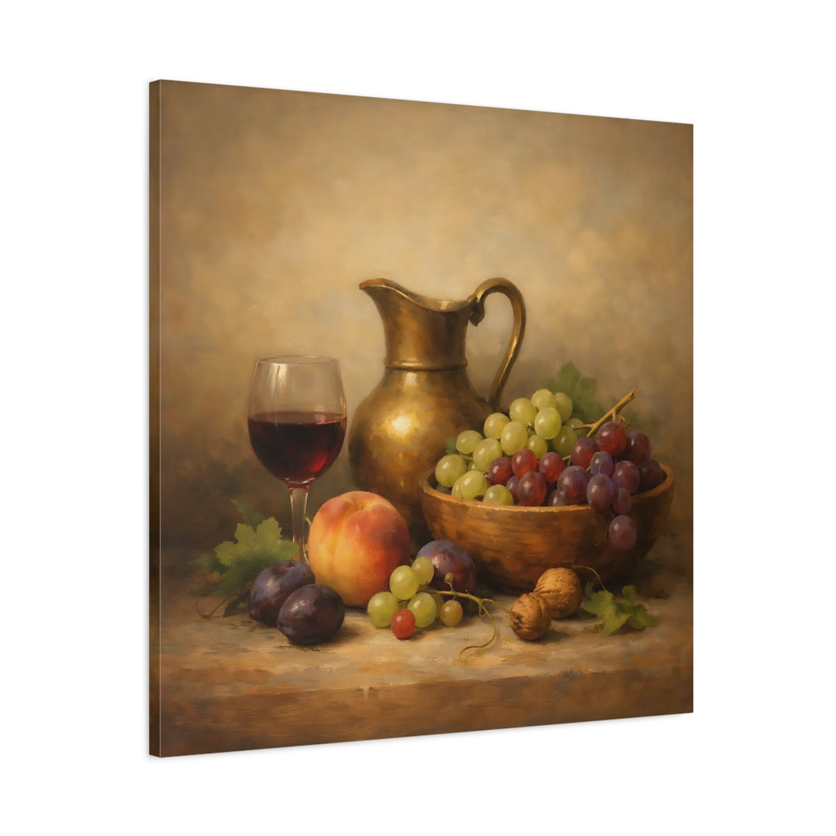 Side Mockup 2. Vintage Still Life Vintage Still Life shown as stretched canvas wall art