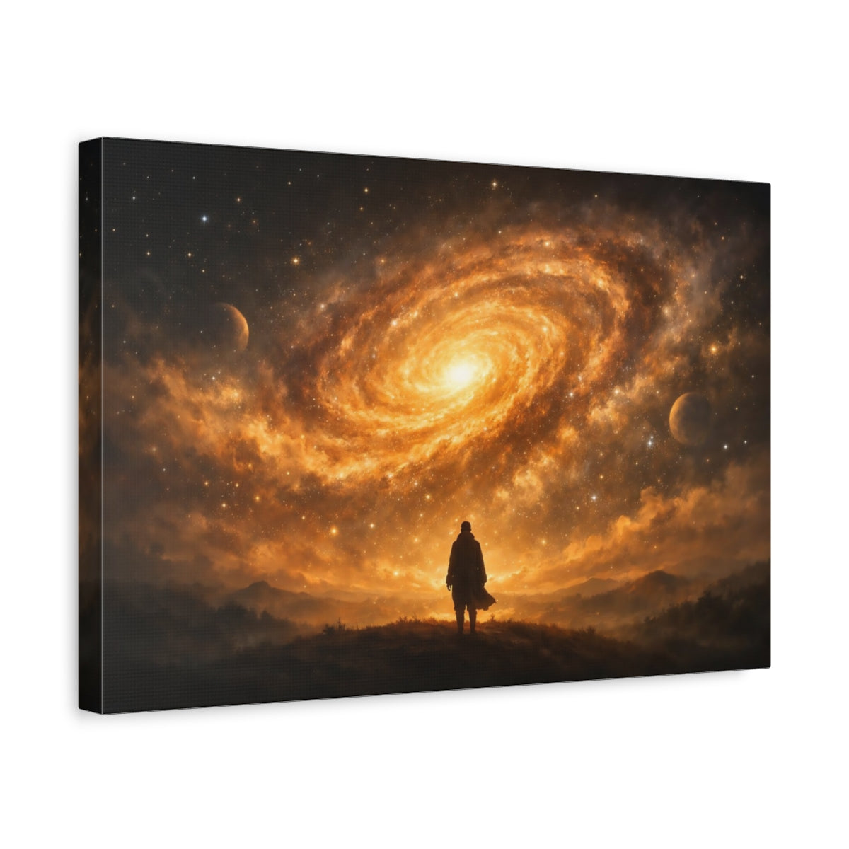Golden Glow Galaxy Art Science Fiction - Canvas Wall Art Print