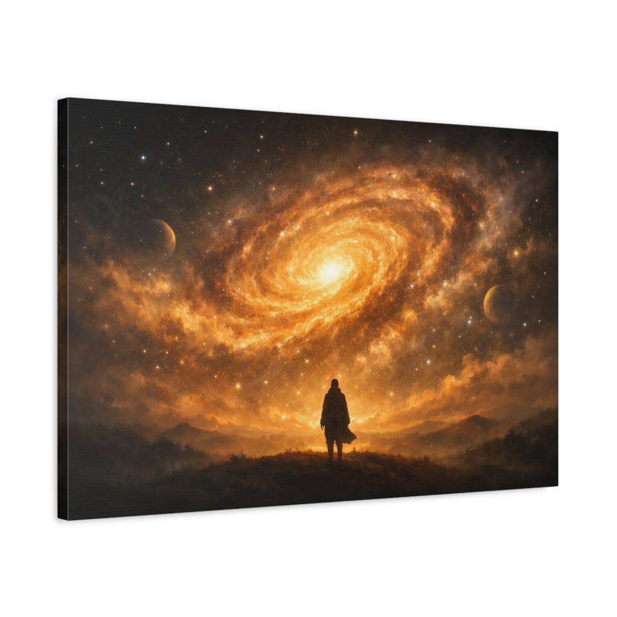 Golden Glow Galaxy Art Science Fiction - Canvas Wall Art Print