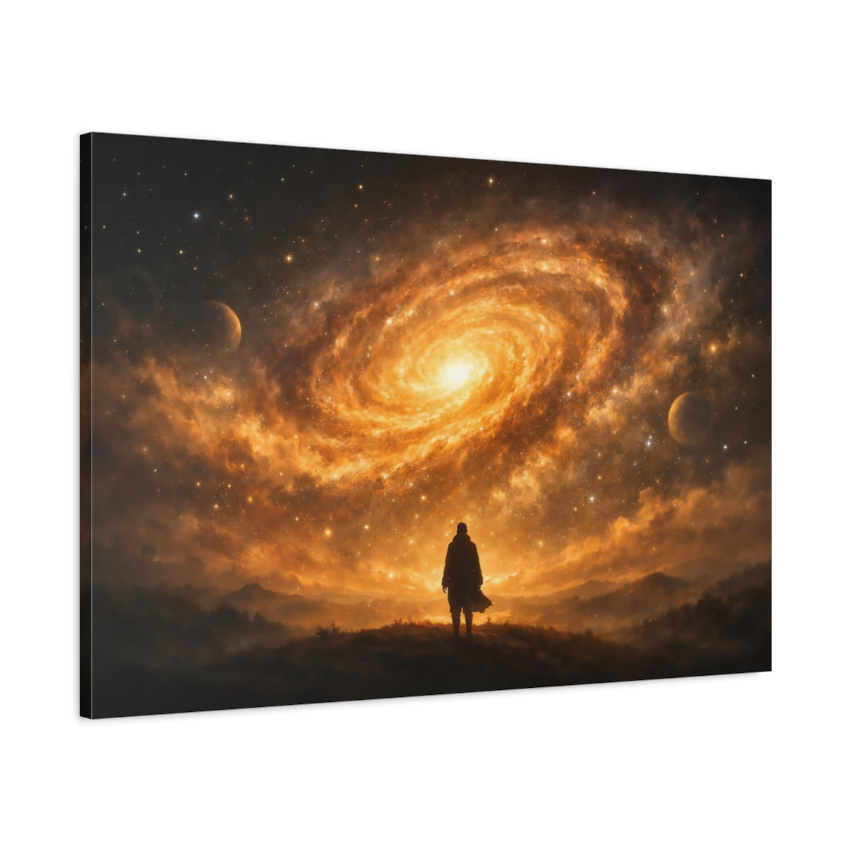 Golden Glow Galaxy Art Science Fiction - Canvas Wall Art Print
