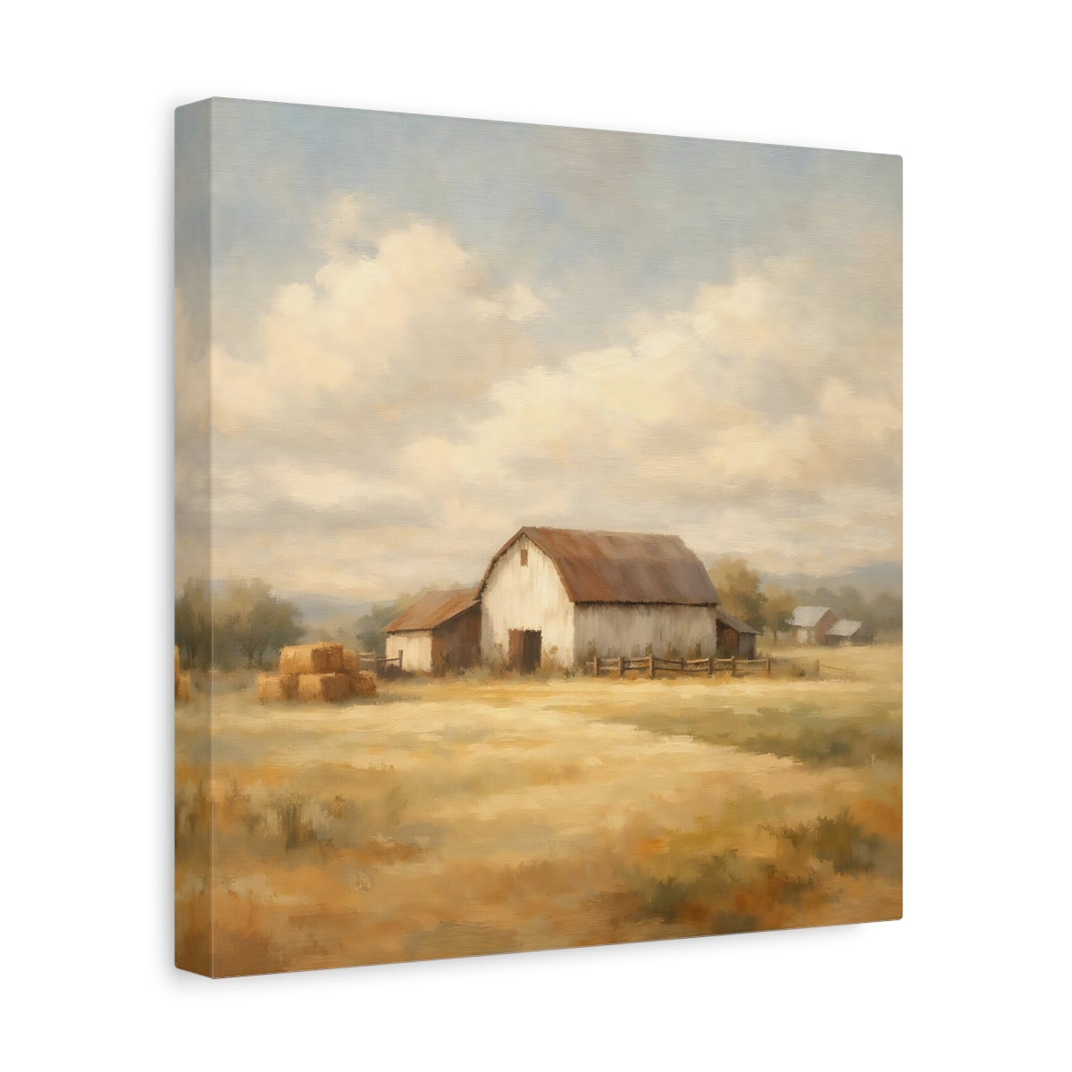 Side Mockup 8. Nature Rustic Barn Brown And Yellow shown as stretched canvas wall art