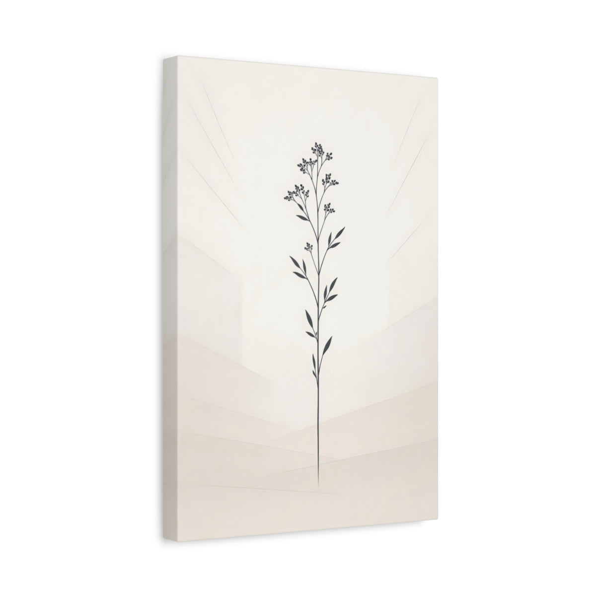 Side Mockup 4. Nature Botanical Plant Black And Beige Botanical shown as stretched canvas wall art
