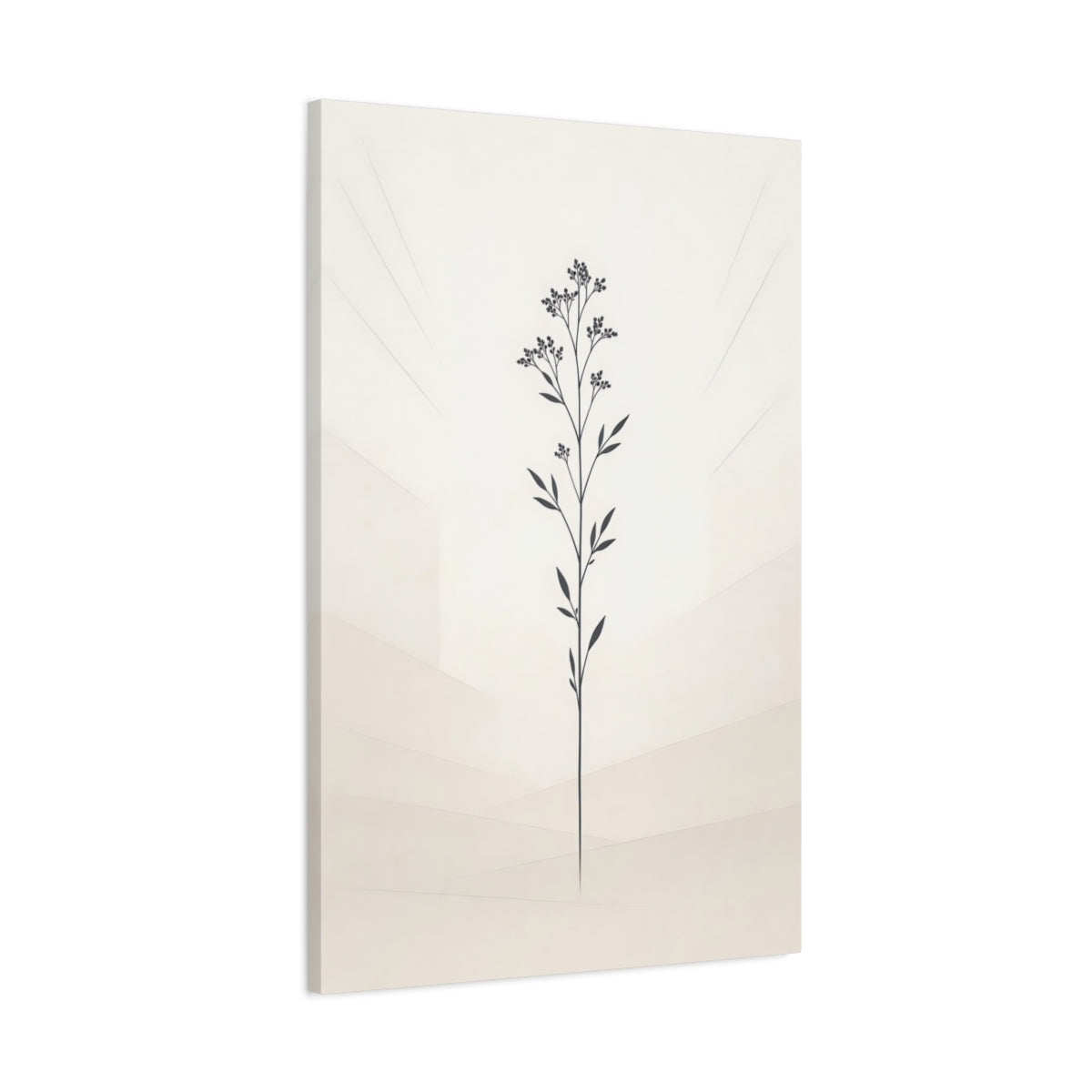 Side Mockup 1. Nature Botanical Plant Black And Beige Botanical shown as stretched canvas wall art