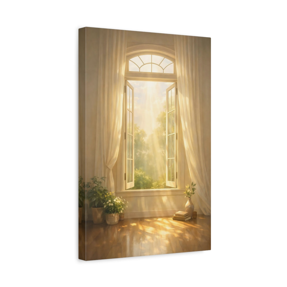 Nature Sunny Window Golden Sunlight - Canvas Wall Art Print
