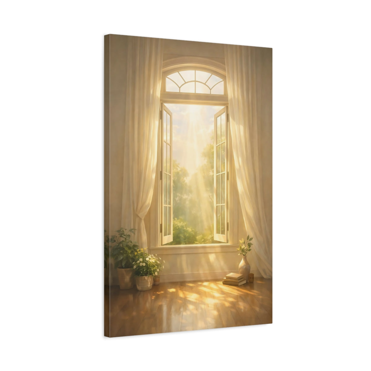 Nature Sunny Window Golden Sunlight - Canvas Wall Art Print