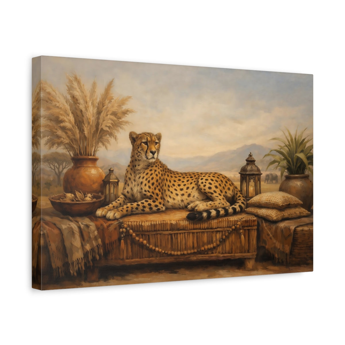 Side Mockup 4. Boho Animal Interior Harmony Scene shown as stretched canvas wall art