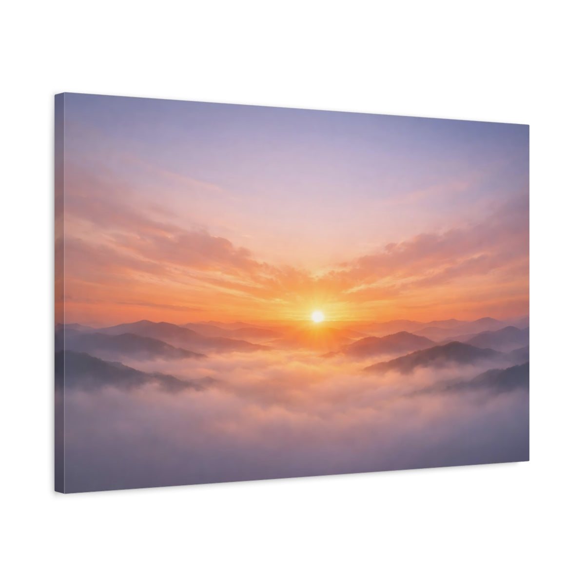 Mist Depth Sunset Horizon Mountain Sunrise Nature - Canvas Wall Art Print