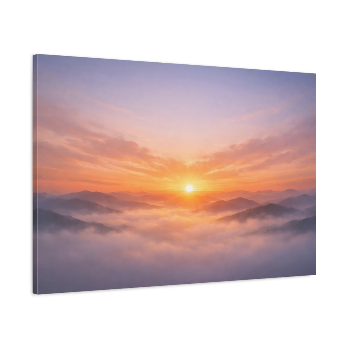 Mist Depth Sunset Horizon Mountain Sunrise Nature - Canvas Wall Art Print
