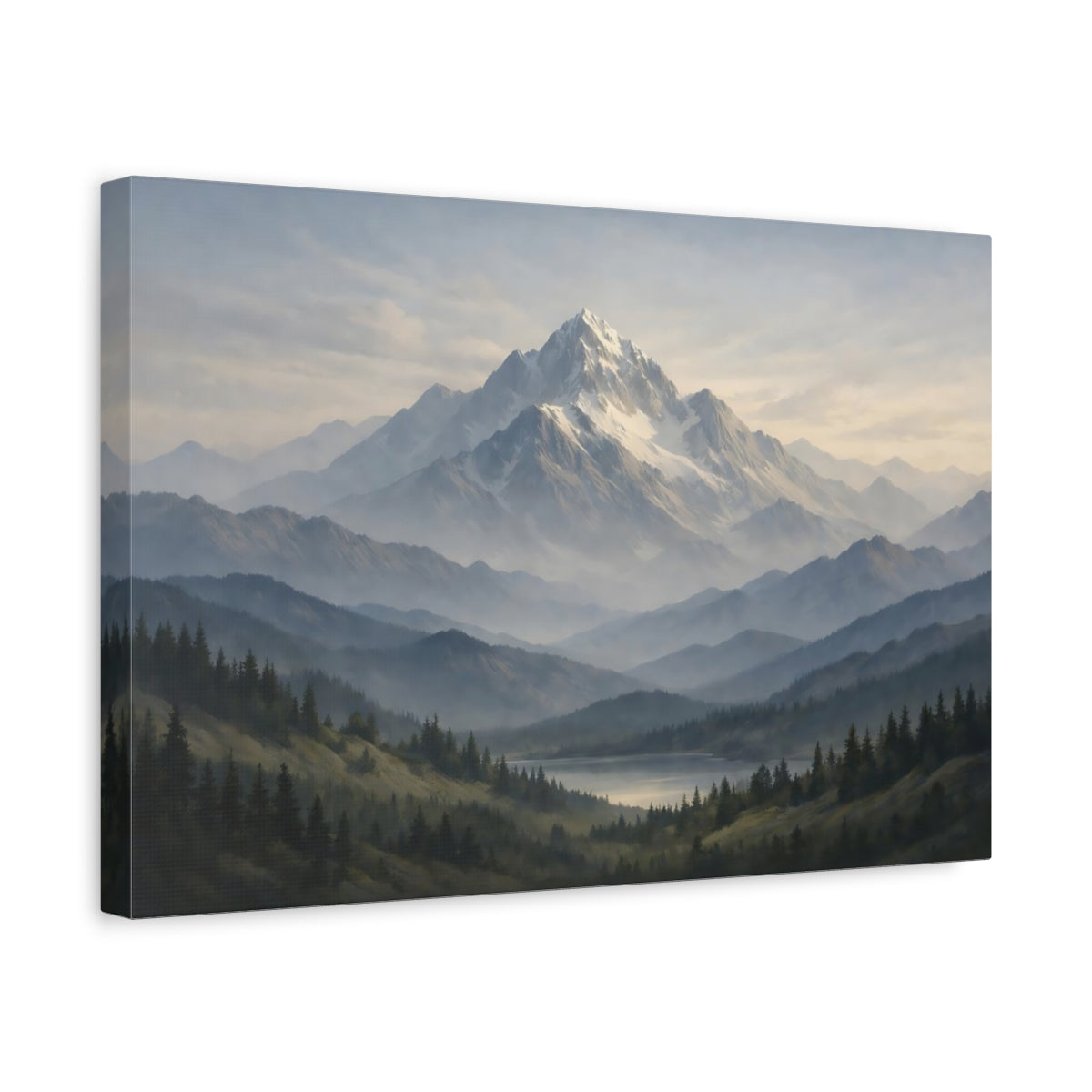 Tonal Gradient Mountain Neutral Snowy Nature - Canvas Wall Art Print