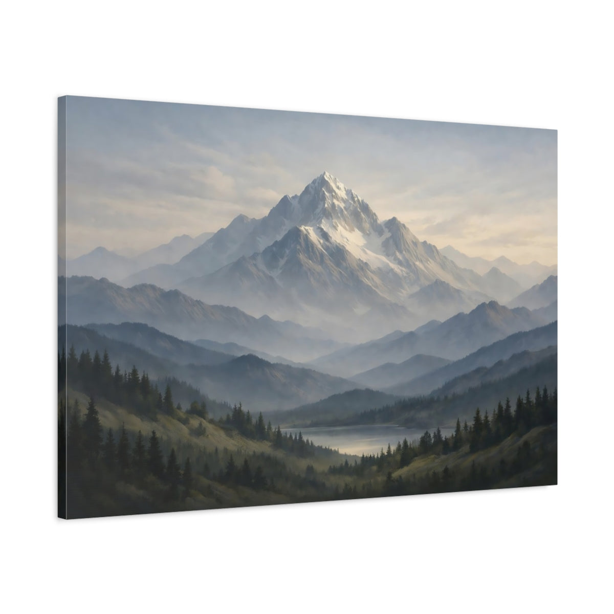 Tonal Gradient Mountain Neutral Snowy Nature - Canvas Wall Art Print
