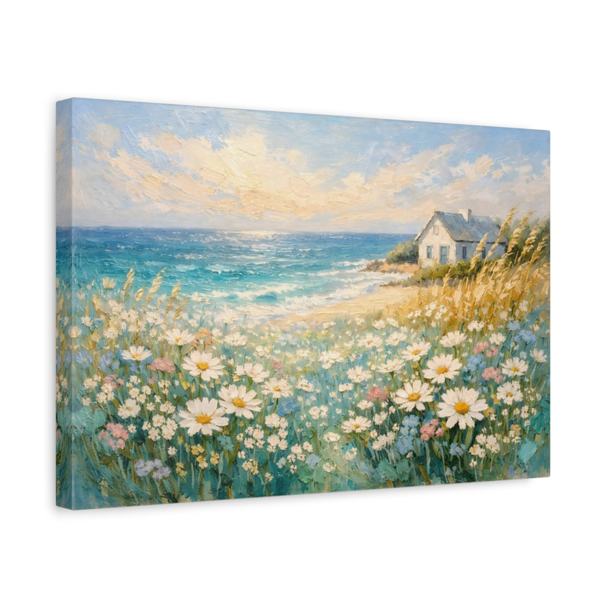Nature Seaside Daisies Coastal Landscape - Canvas Wall Art Print