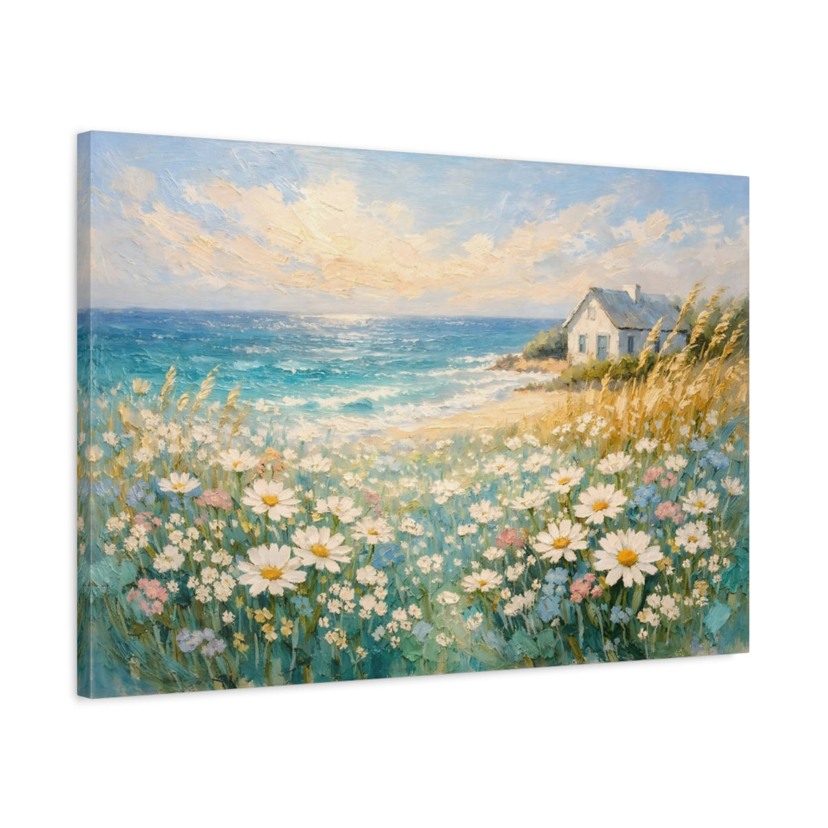 Nature Seaside Daisies Coastal Landscape - Canvas Wall Art Print