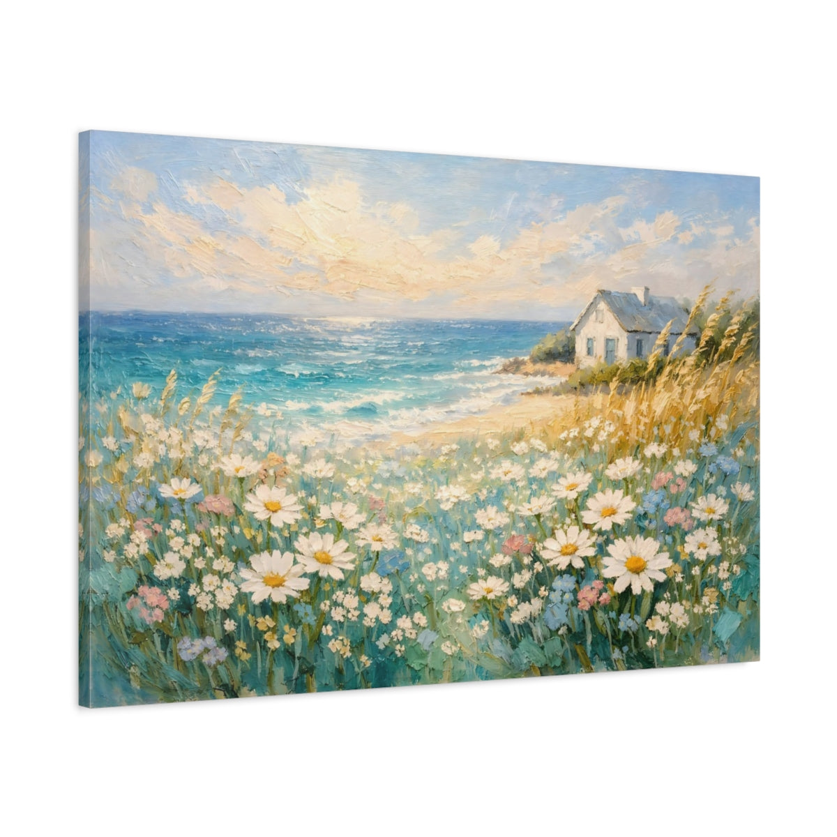 Nature Seaside Daisies Coastal Landscape - Canvas Wall Art Print