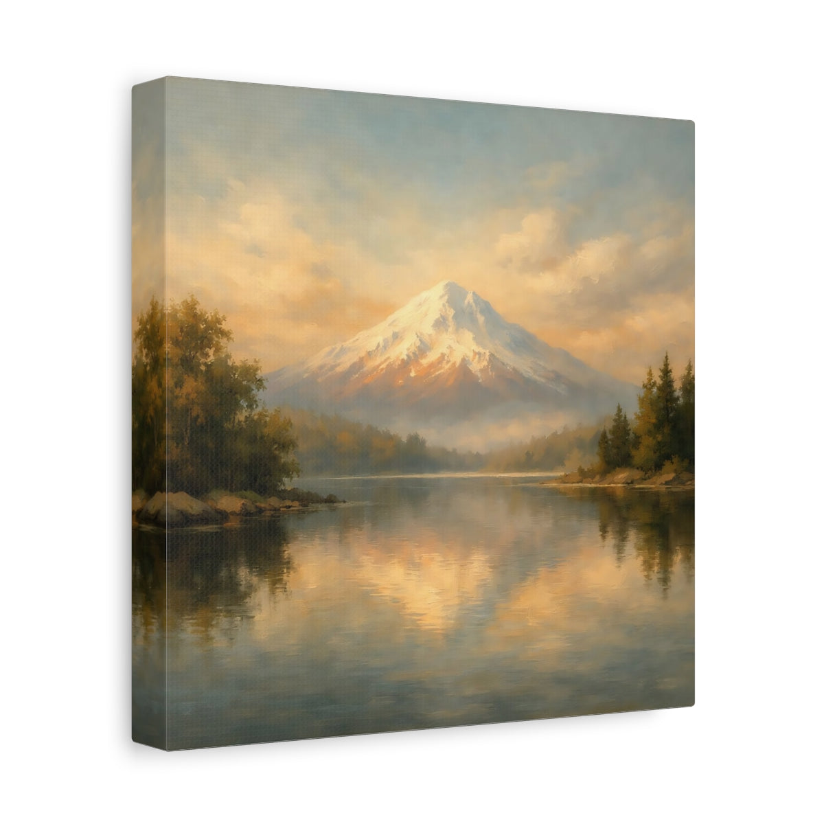 Side Mockup 9. Nature Snowy Mountain Golden Mountain shown as stretched canvas wall art