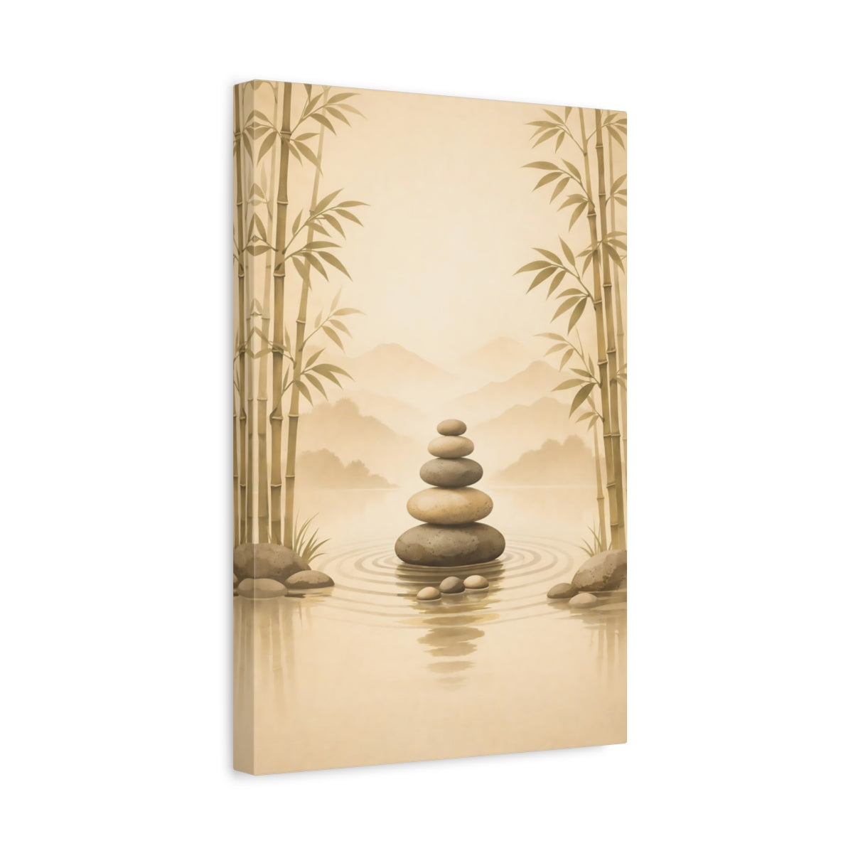 Nature Stacked Stones Zen Stone Art - Canvas Wall Art Print