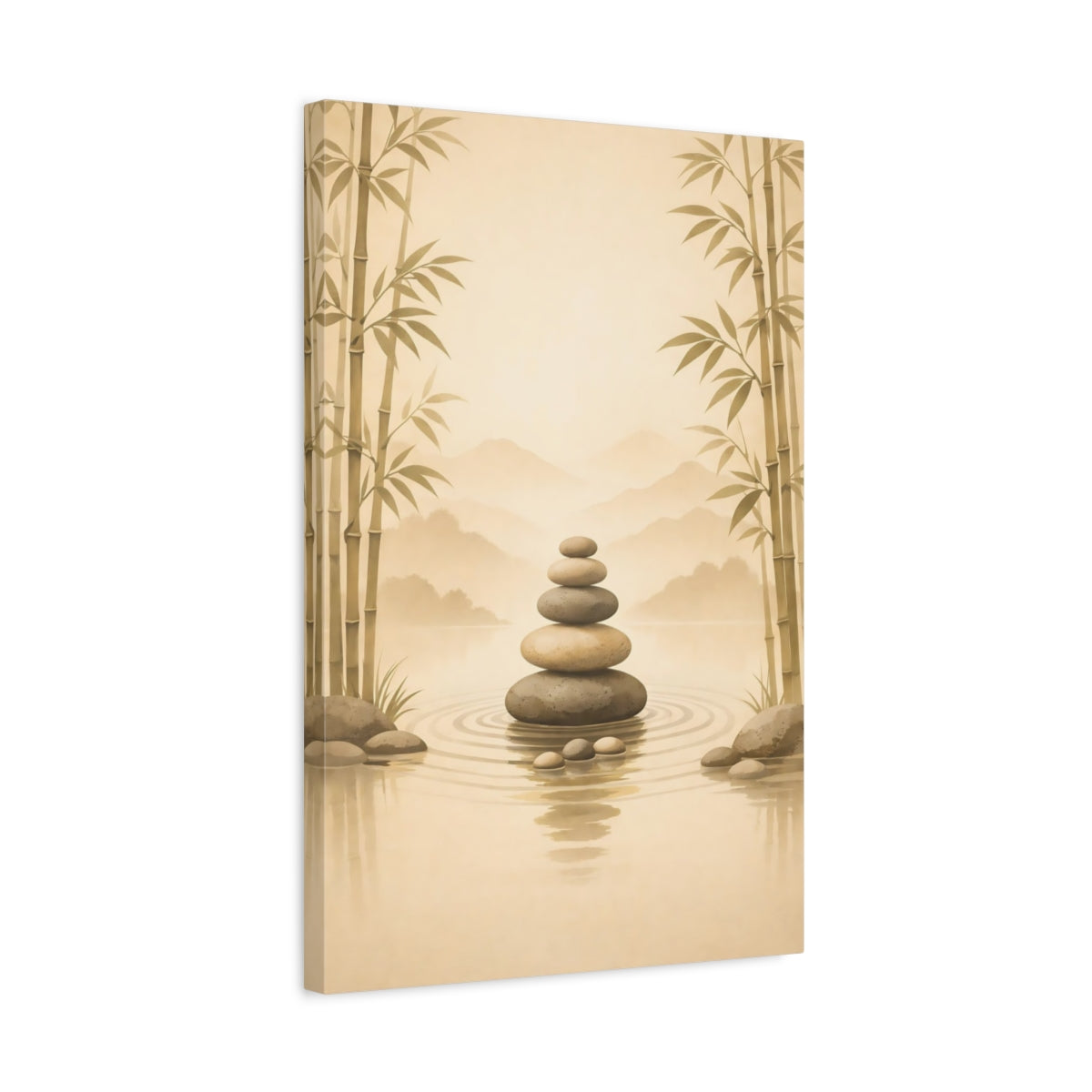 Nature Stacked Stones Zen Stone Art - Canvas Wall Art Print