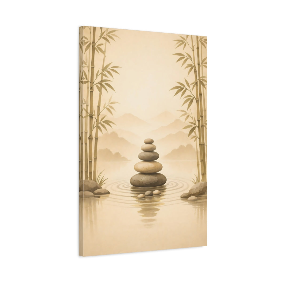 Nature Stacked Stones Zen Stone Art - Canvas Wall Art Print