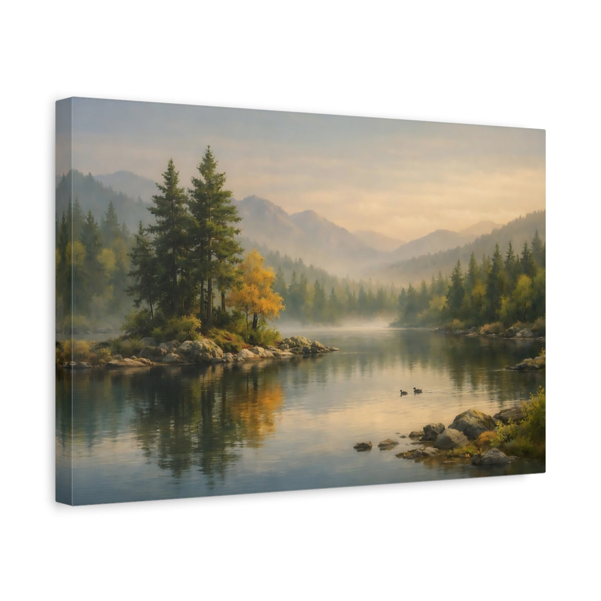Nature Forest Serene Mountain Lake - Canvas Wall Art Print