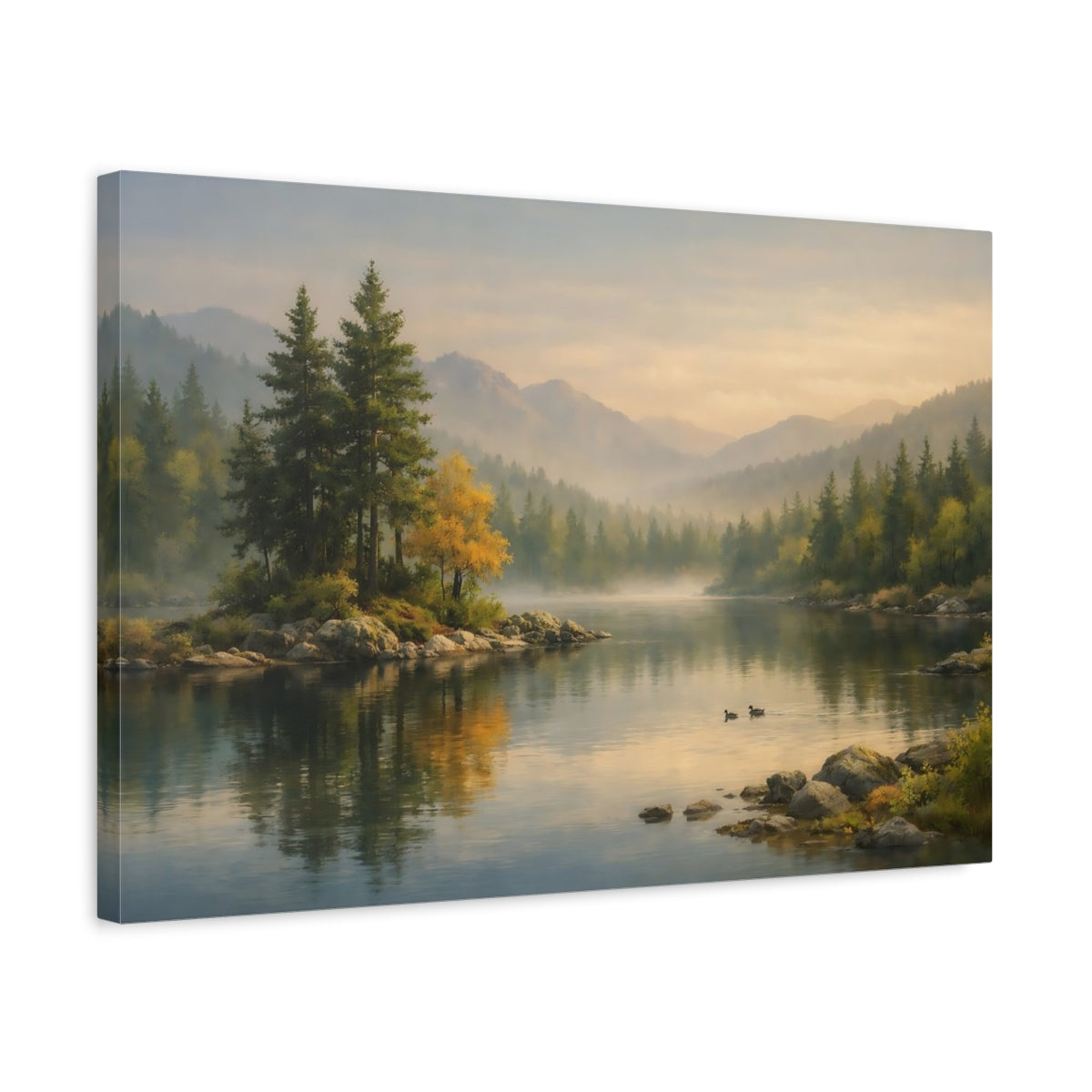 Nature Forest Serene Mountain Lake - Canvas Wall Art Print