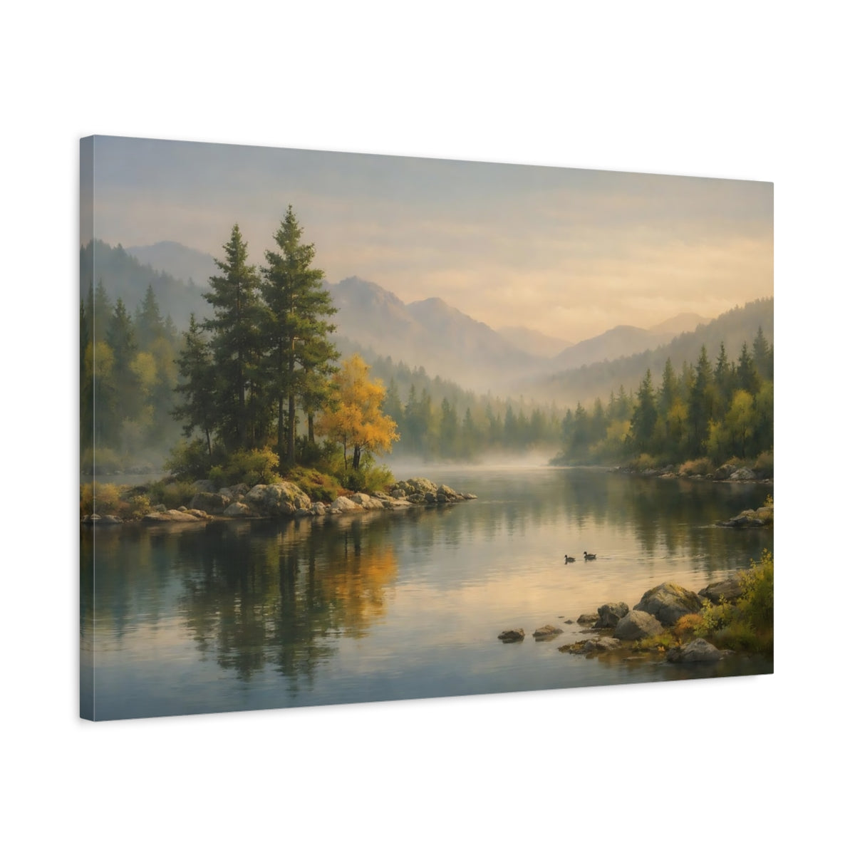 Nature Forest Serene Mountain Lake - Canvas Wall Art Print
