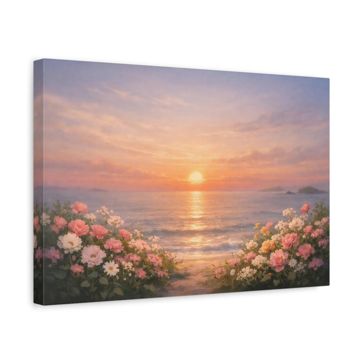 Floral Ocean Sunset Nature - Canvas Wall Art Print