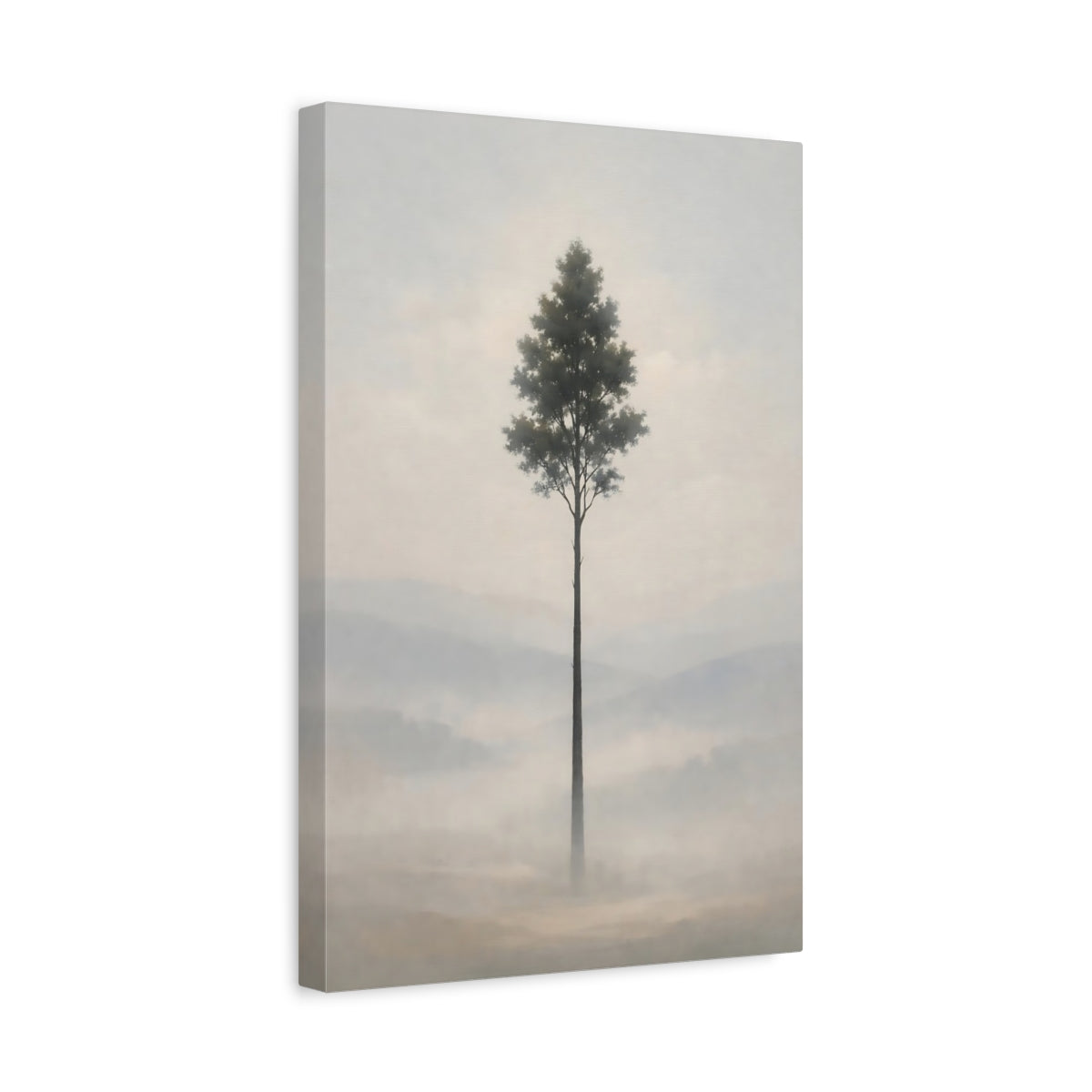 Nature Solitary Tree Misty - Canvas Wall Art Print