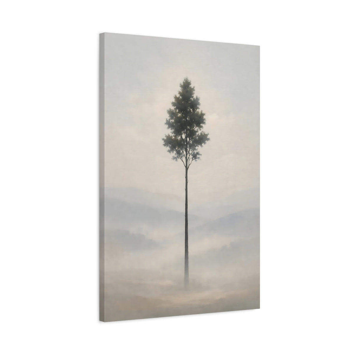 Nature Solitary Tree Misty - Canvas Wall Art Print