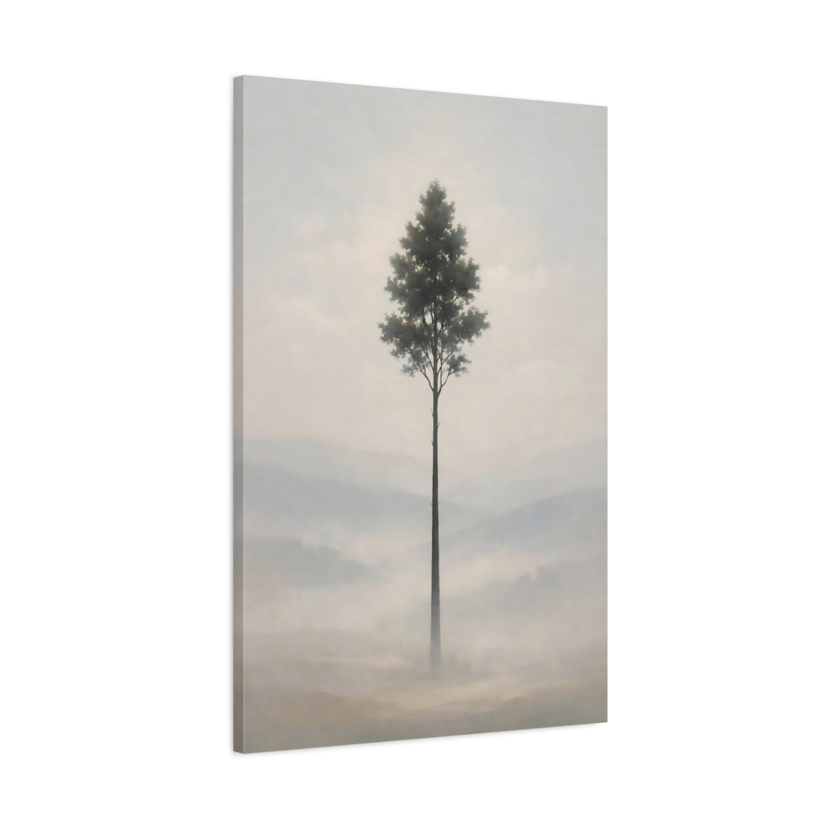 Nature Solitary Tree Misty - Canvas Wall Art Print