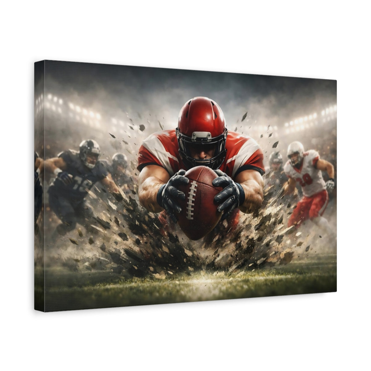 Sports Football Player Red Action - Canvas Wall Art Print