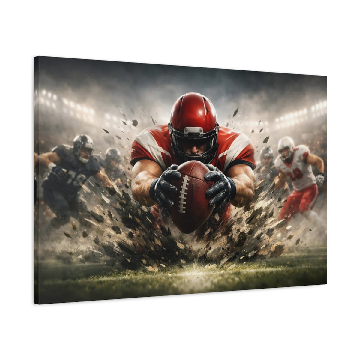Sports Football Player Red Action - Canvas Wall Art Print