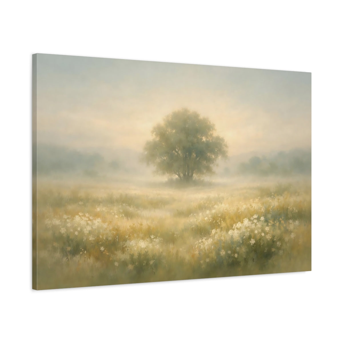 Landscape Meadow Tree Nature - Canvas Wall Art Print
