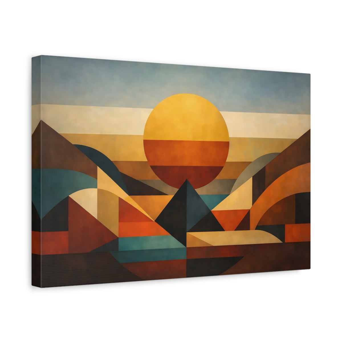 Vintage Geometric Abstract Sunset - Canvas Wall Art Print