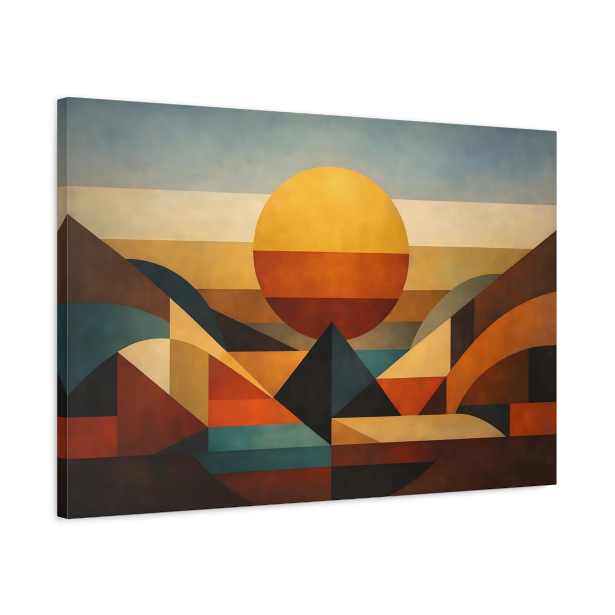 Vintage Geometric Abstract Sunset - Canvas Wall Art Print