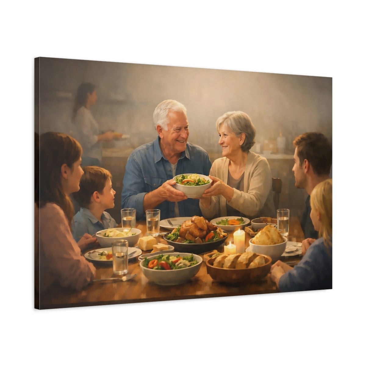 Mist Depth Family Meals Dinner Vintage - Canvas Wall Art Print