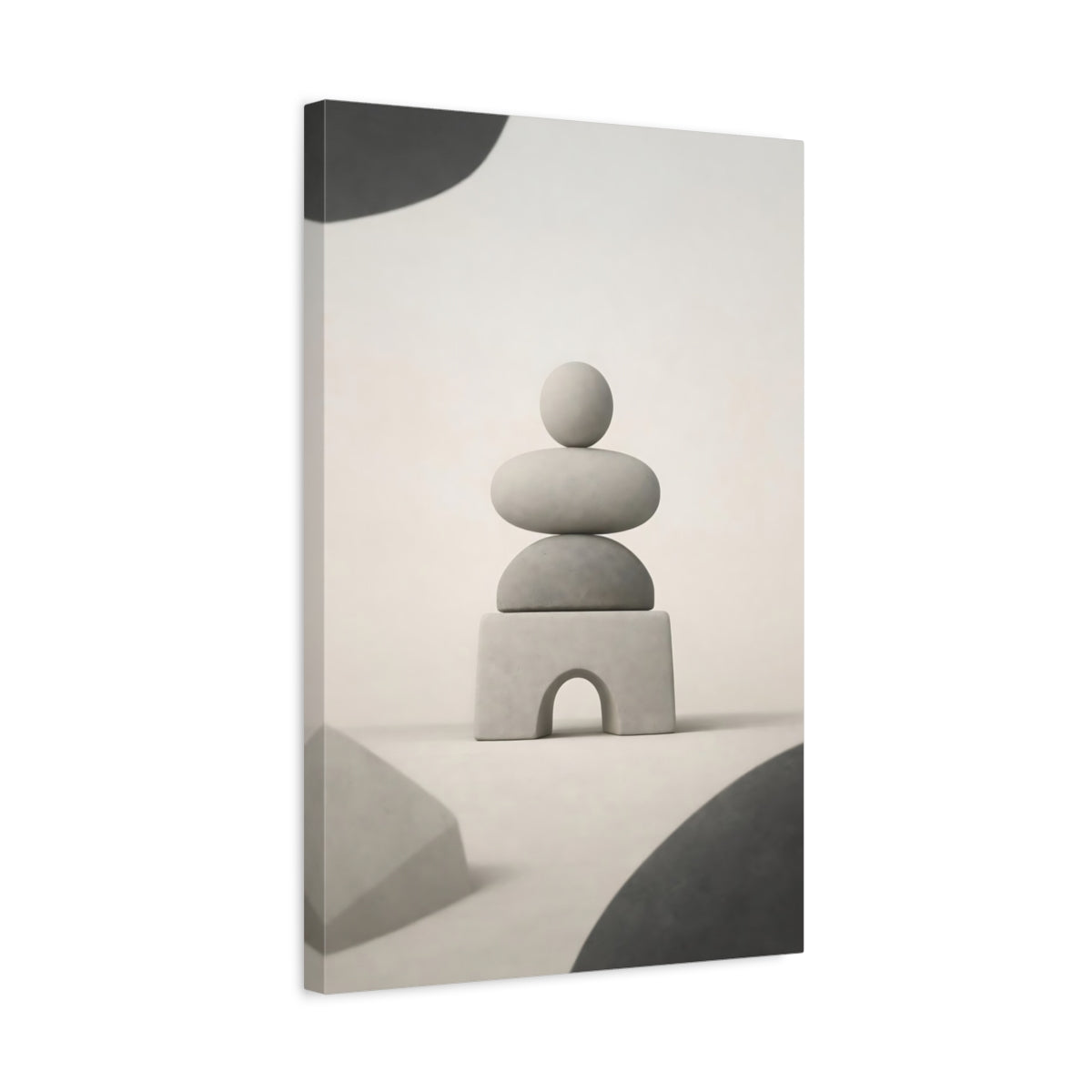 Abstract Stacked Stones Neutral - Canvas Wall Art Print