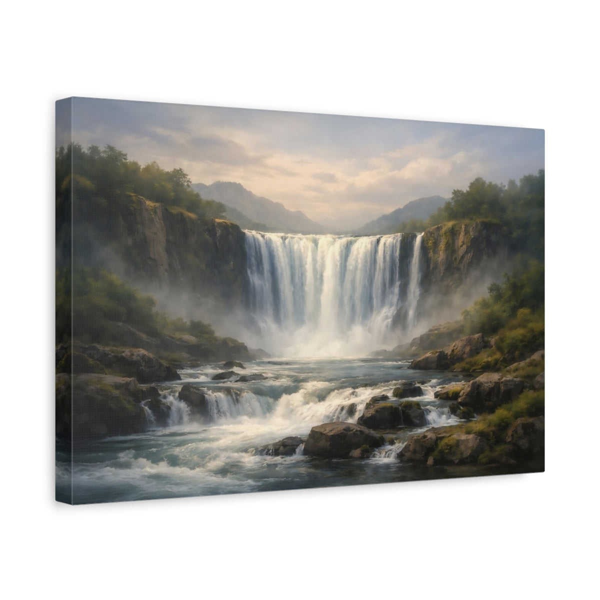 Tonal Gradient Wild Waterfall Nature - Canvas Wall Art Print