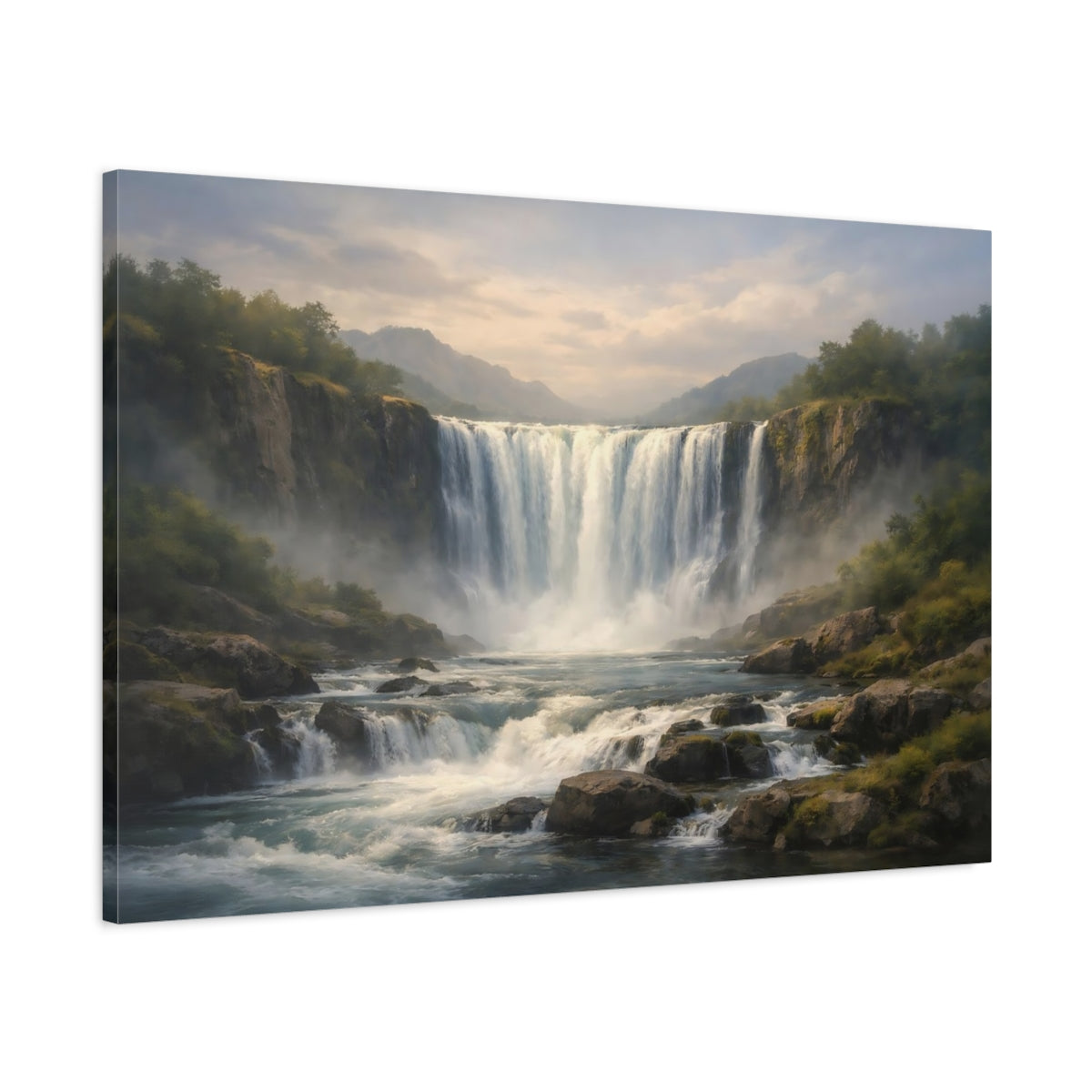 Tonal Gradient Wild Waterfall Nature - Canvas Wall Art Print