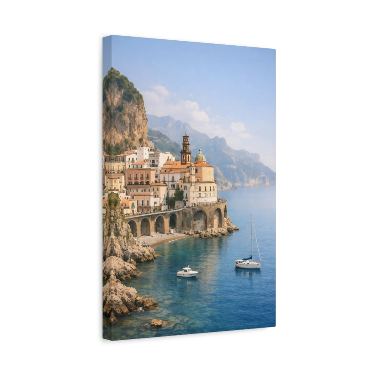 Nature Coastal Town Blue - Canvas Wall Art Print