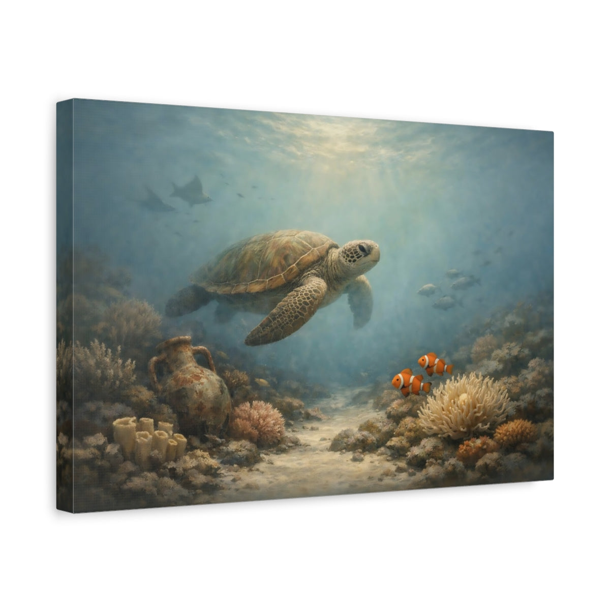 Wabi Sabi Ocean Life Sea Turtle Nature - Canvas Wall Art Print