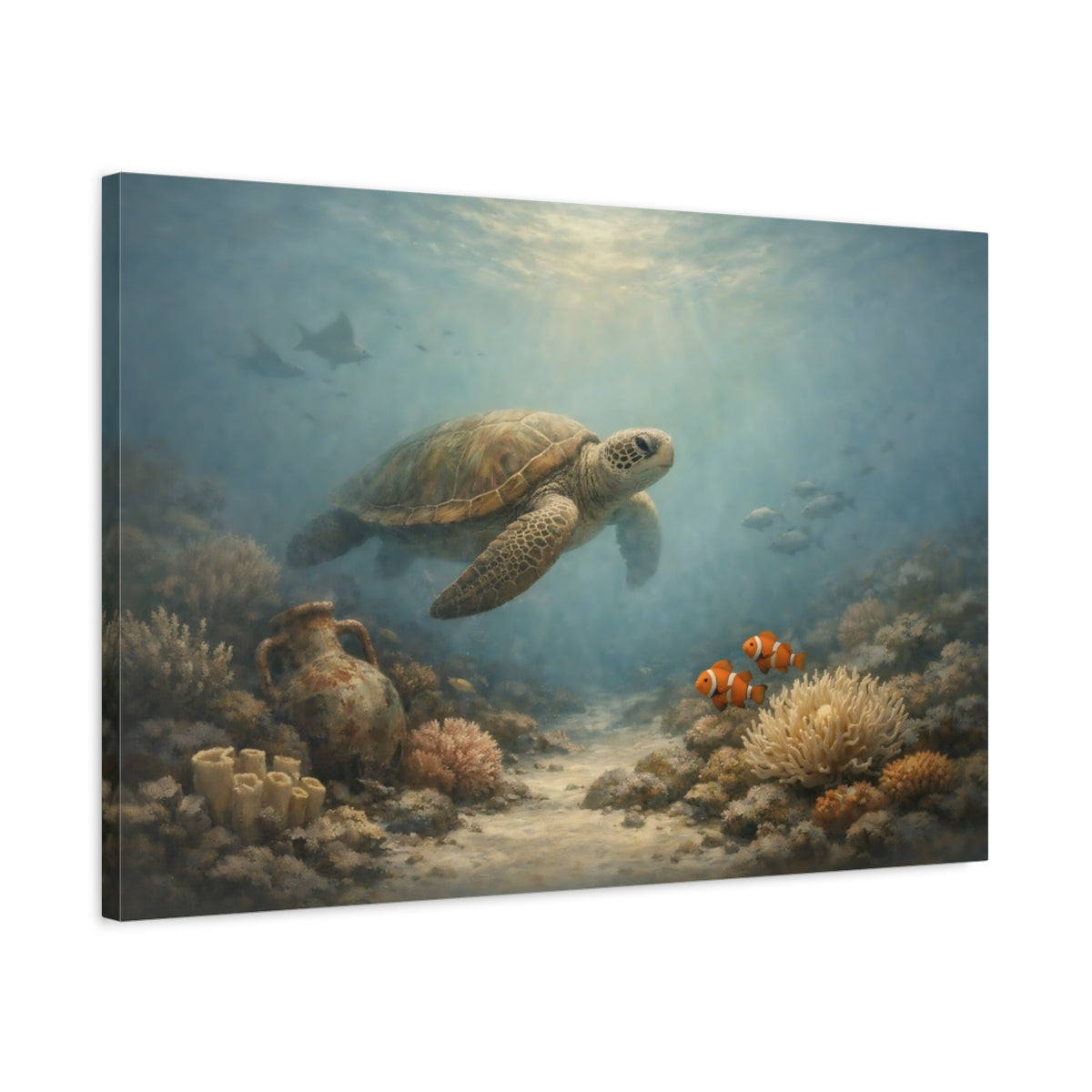 Wabi Sabi Ocean Life Sea Turtle Nature - Canvas Wall Art Print
