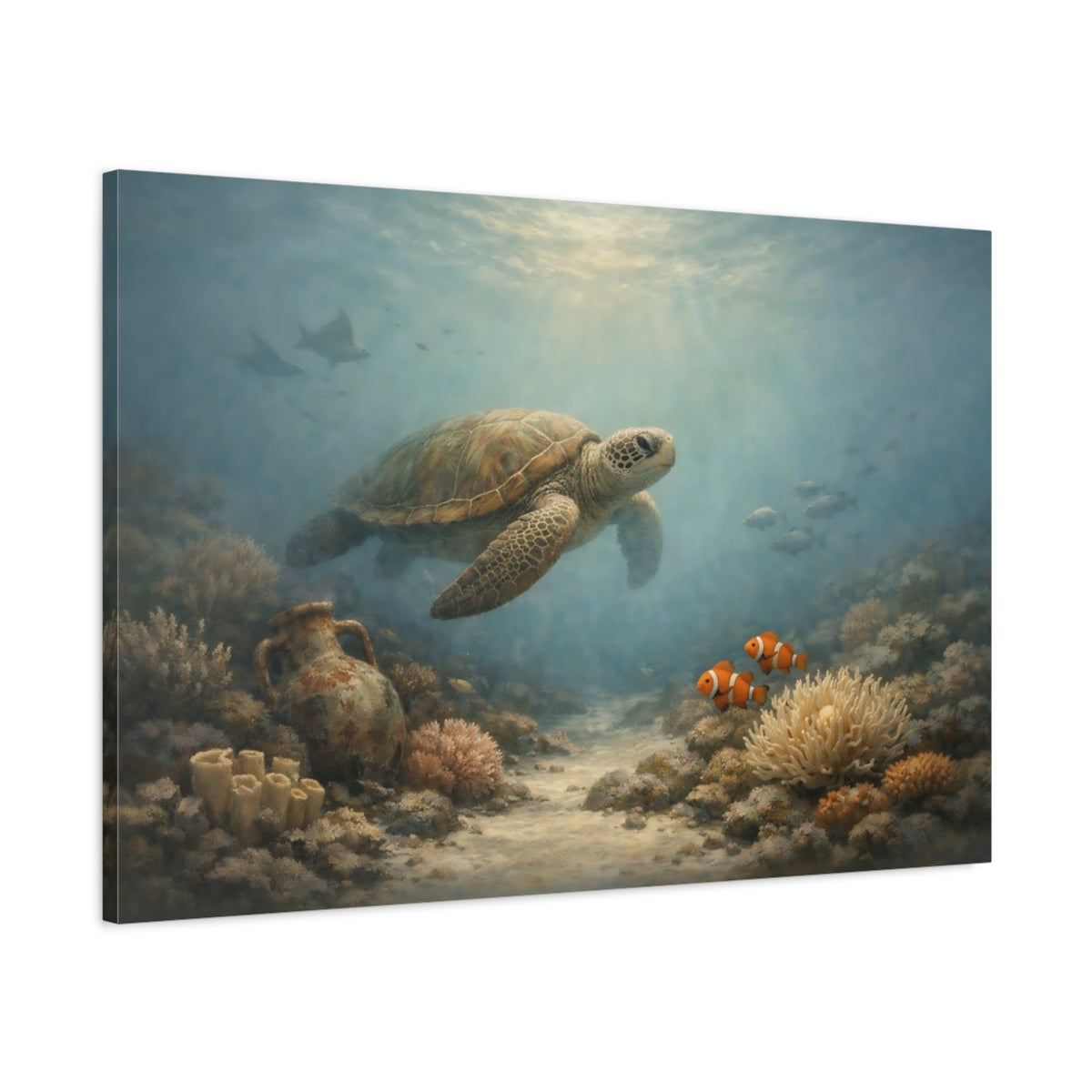 Wabi Sabi Ocean Life Sea Turtle Nature - Canvas Wall Art Print