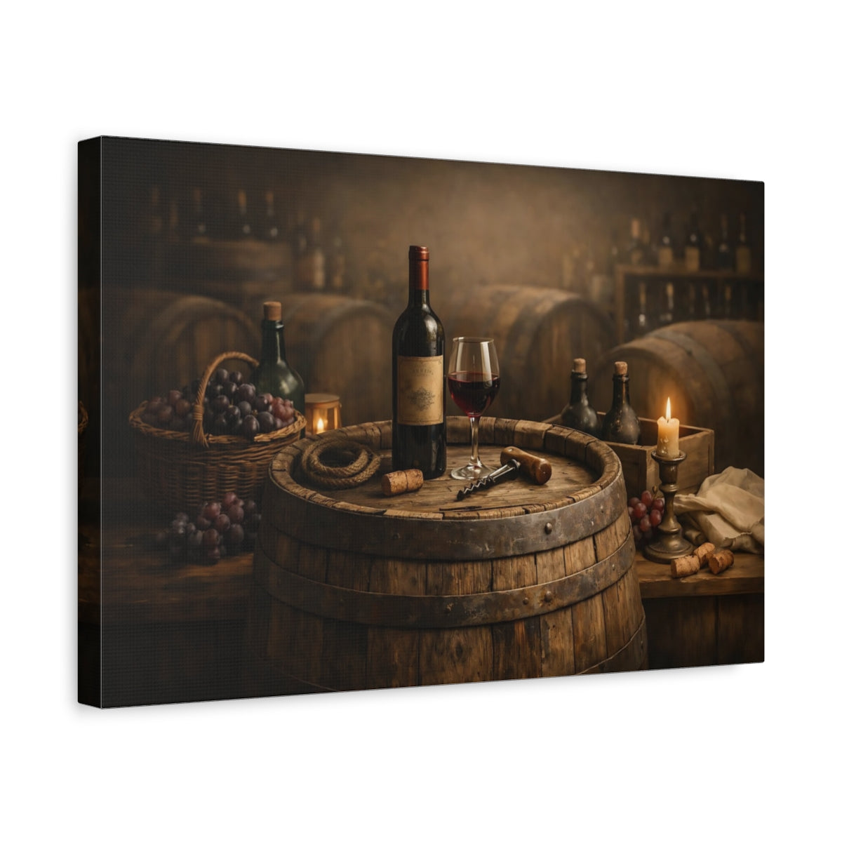 Vintage Wine Rustic Cellar - Canvas Wall Art Print