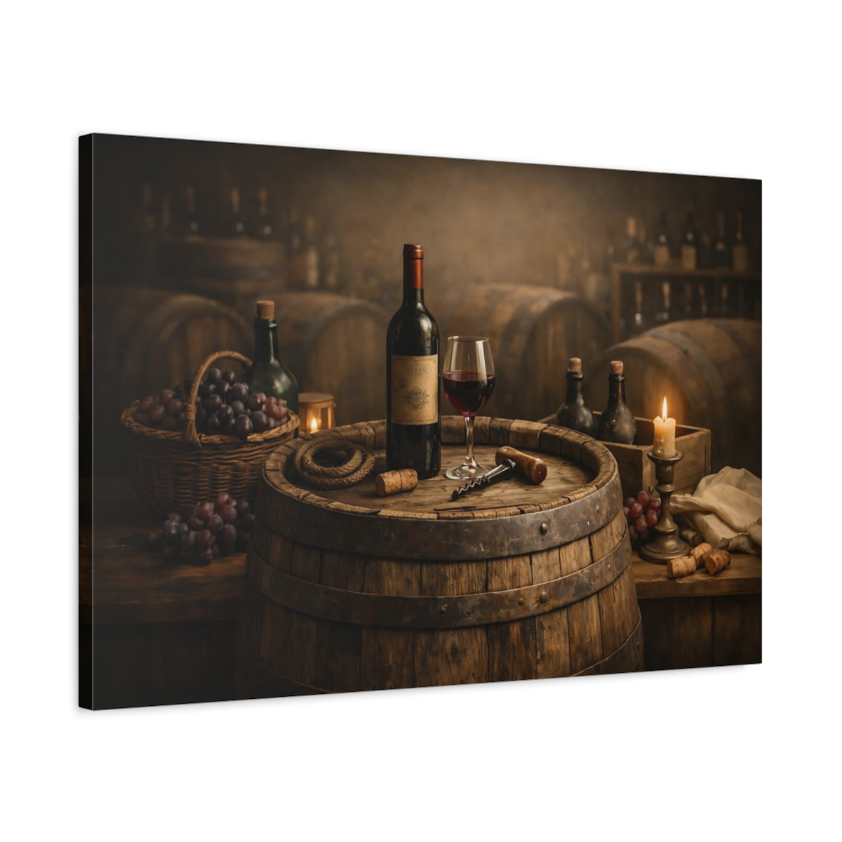 Vintage Wine Rustic Cellar - Canvas Wall Art Print