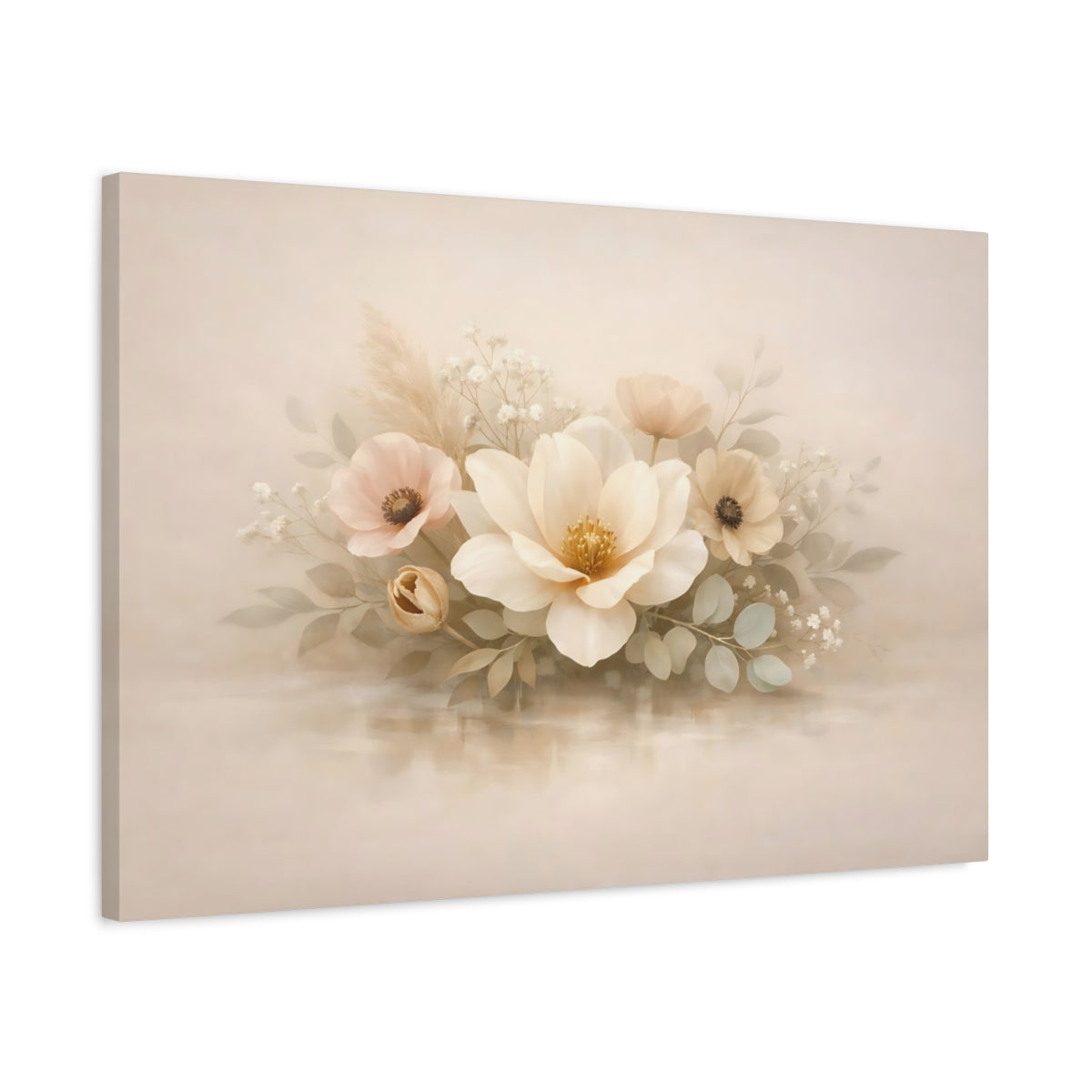 Tableau Imprimé Floral Moderne Neutre - Bouquet de Fleurs